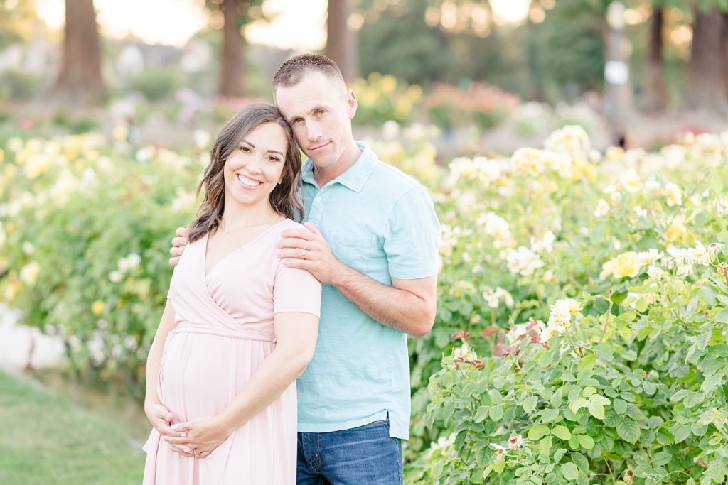 San Jose Rose Garden Pregmnancy Announcement Photoshoot