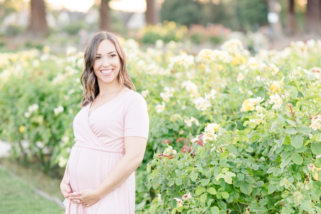 San Jose Rose Garden Pregmnancy Announcement Photoshoot