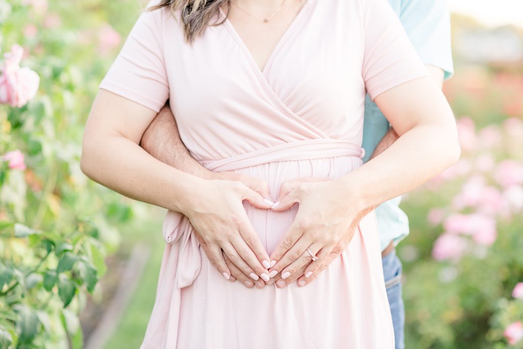 San Jose Rose Garden Pregmnancy Announcement Photoshoot