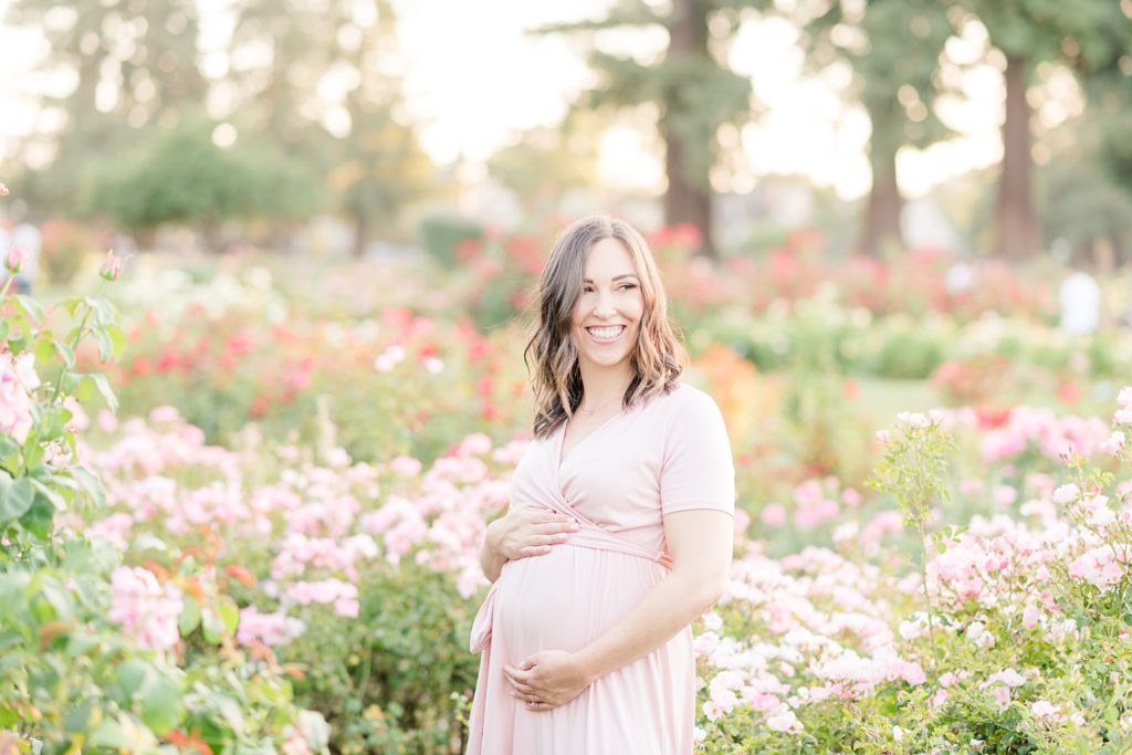 San Jose Rose Garden Pregmnancy Announcement Photoshoot