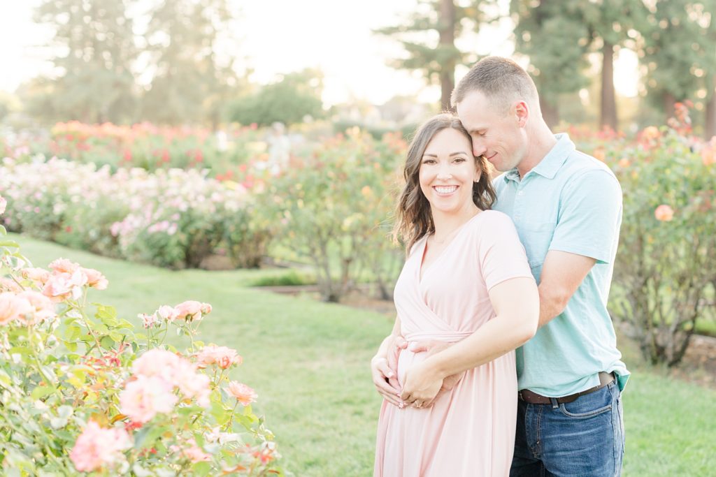 San Jose Rose Garden Pregmnancy Announcement Photoshoot