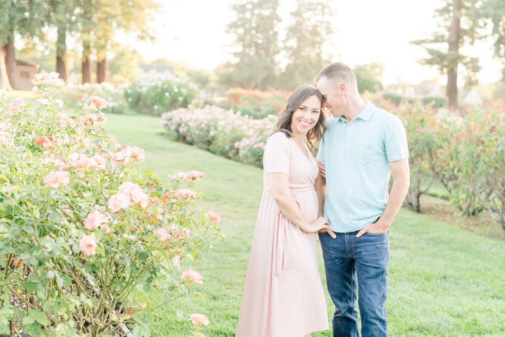 San Jose Rose Garden Pregmnancy Announcement Photoshoot