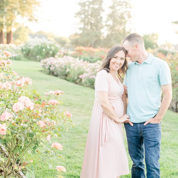 San Jose Rose Garden Pregmnancy Announcement Photoshoot