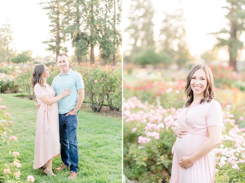 San Jose Rose Garden Pregmnancy Announcement Photoshoot