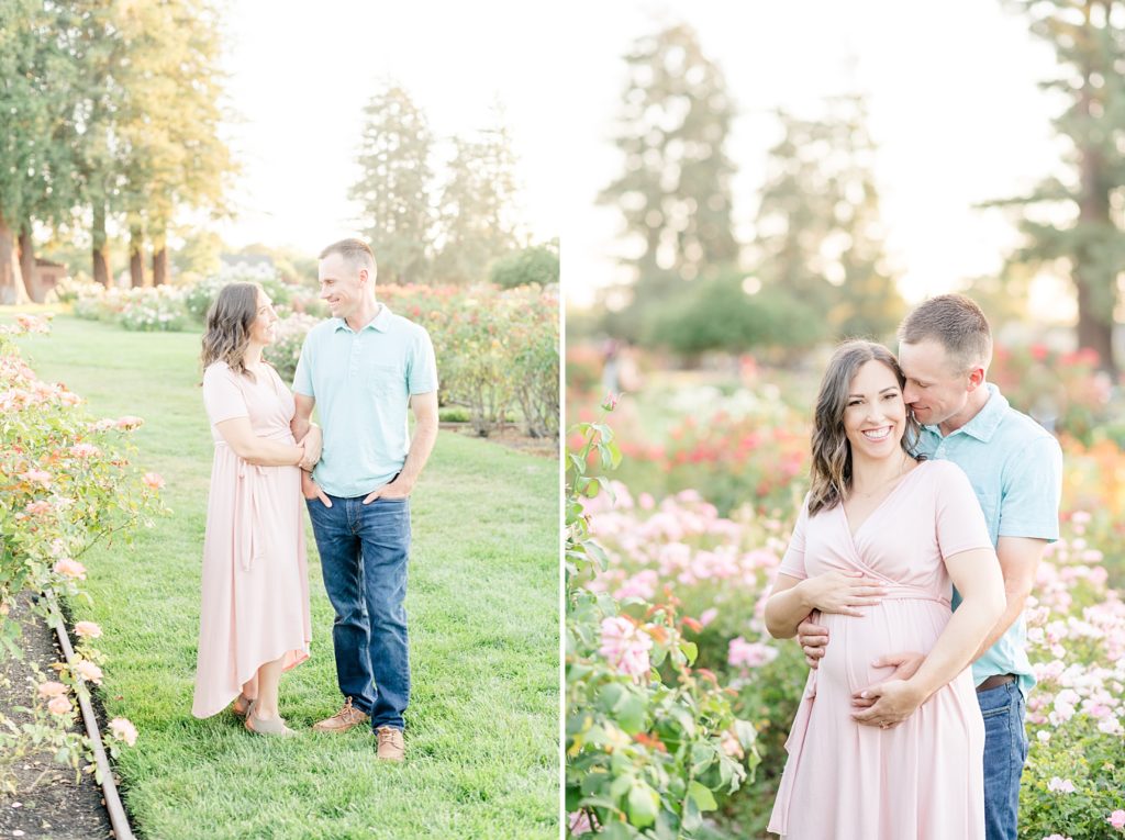 San Jose Rose Garden Pregmnancy Announcement Photoshoot