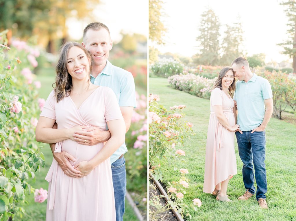 San Jose Rose Garden Pregmnancy Announcement Photoshoot