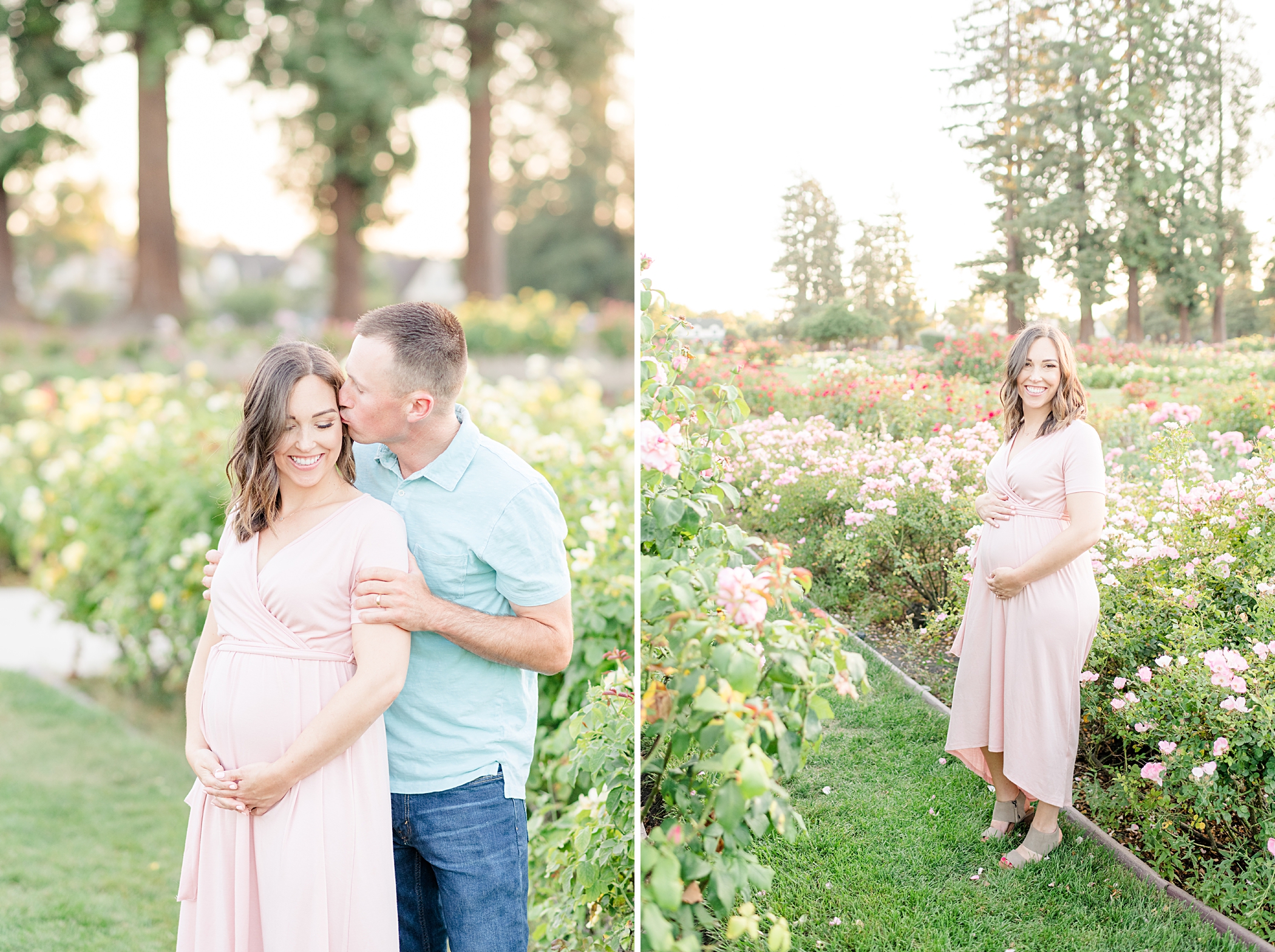 San Jose Rose Garden Pregmnancy Announcement Photoshoot