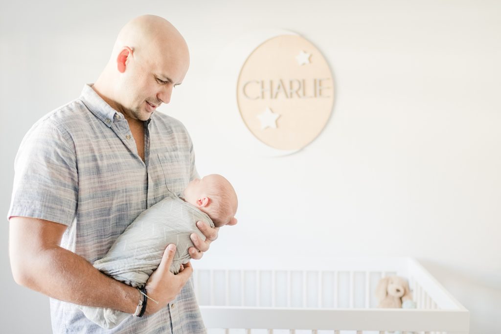 Los Gatos Light and Airy Newborn Photographer in Gender Neutral Nursery