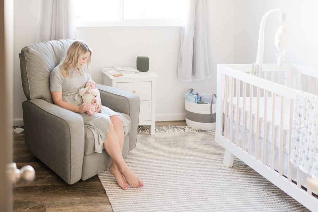 Los Gatos Light and Airy Newborn Photographer in Gender Neutral Nursery