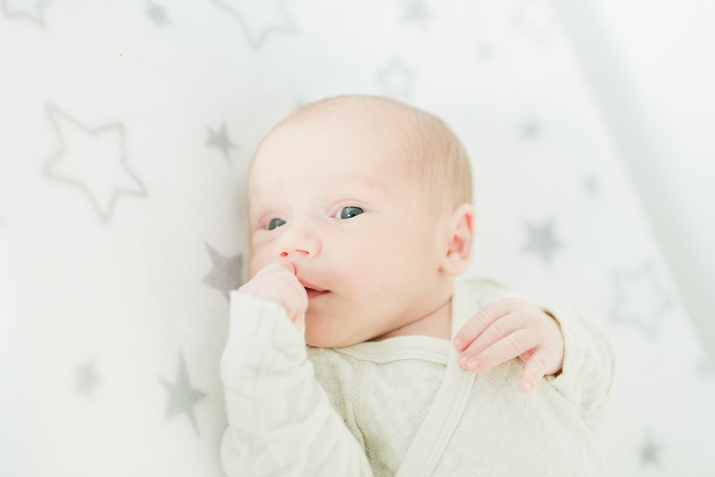 Los Gatos Light and Airy Newborn Photographer in Gender Neutral Nursery