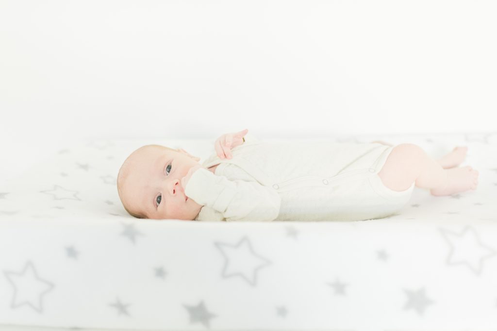 Los Gatos Light and Airy Newborn Photographer in Gender Neutral Nursery