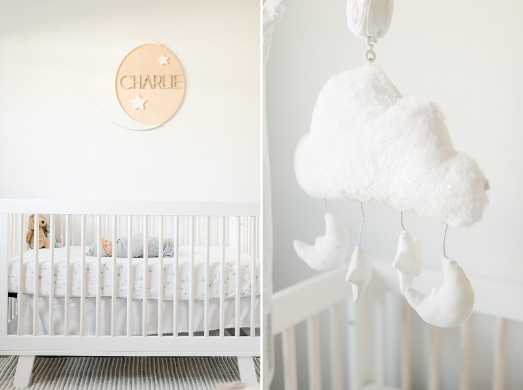 Los Gatos Light and Airy Newborn Photographer in Gender Neutral Nursery