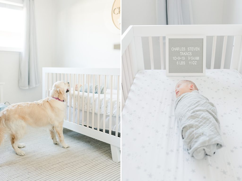 Los Gatos Light and Airy Newborn Photographer in Gender Neutral Nursery