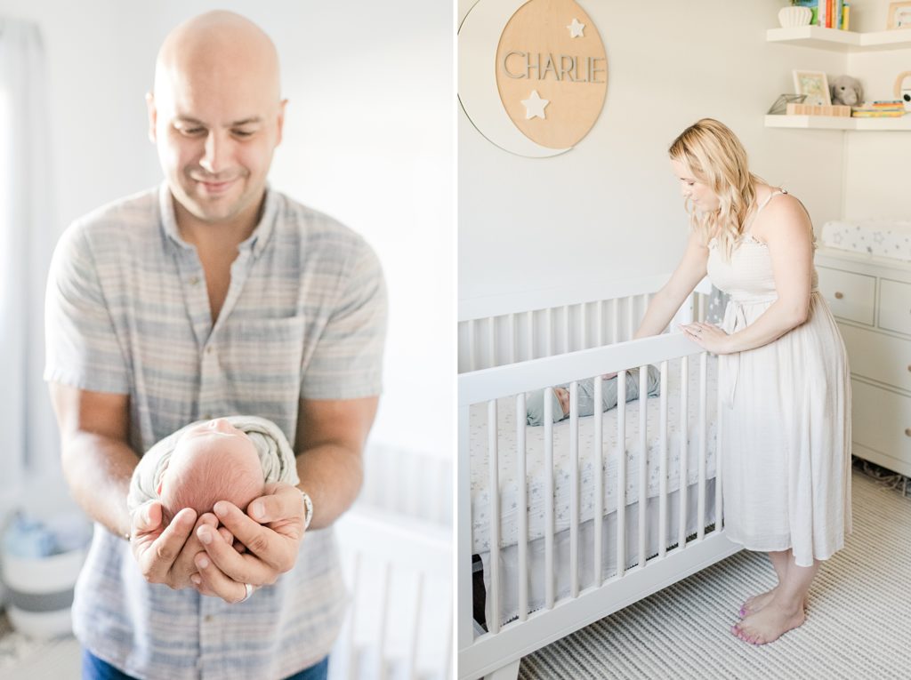 Los Gatos Light and Airy Newborn Photographer in Gender Neutral Nursery