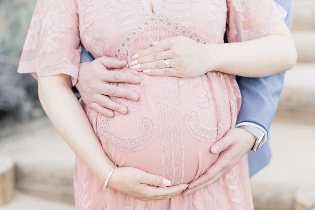 San Jose Maternity Photography Pink Lace Dress