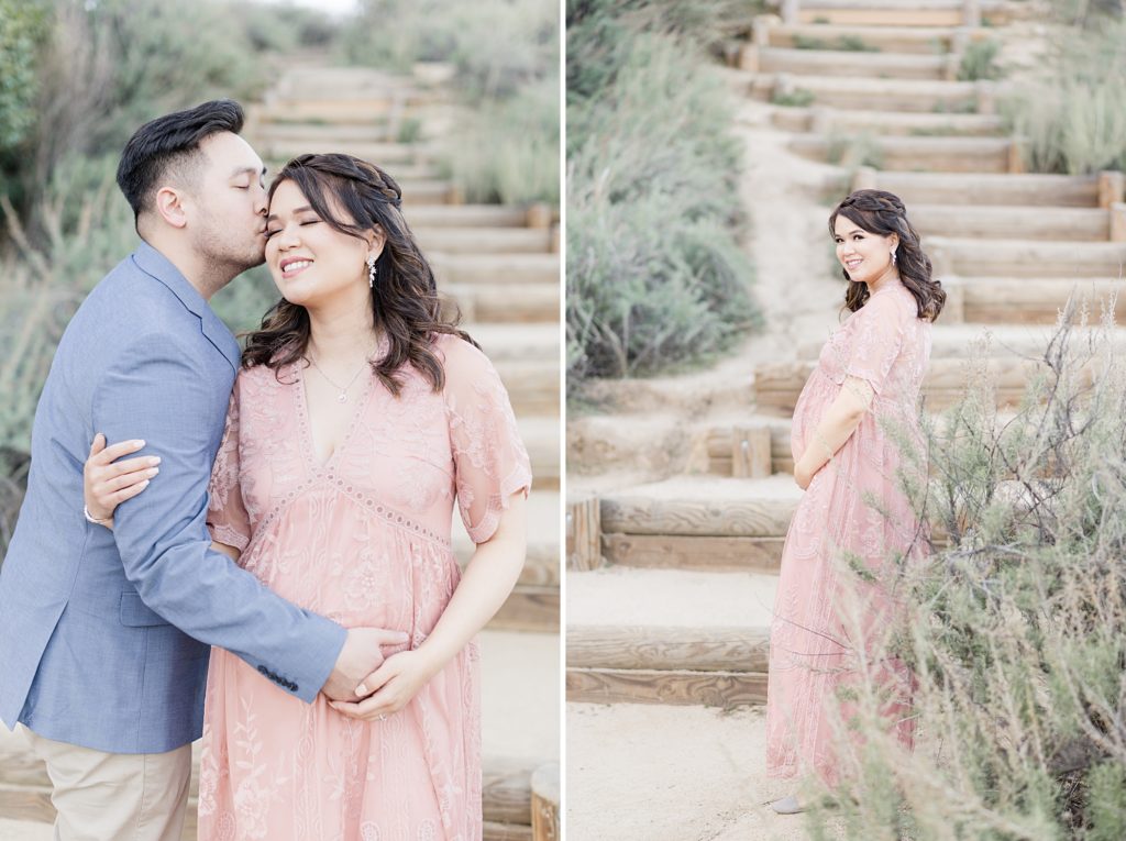 San Jose Maternity Photography Pink Lace Dress