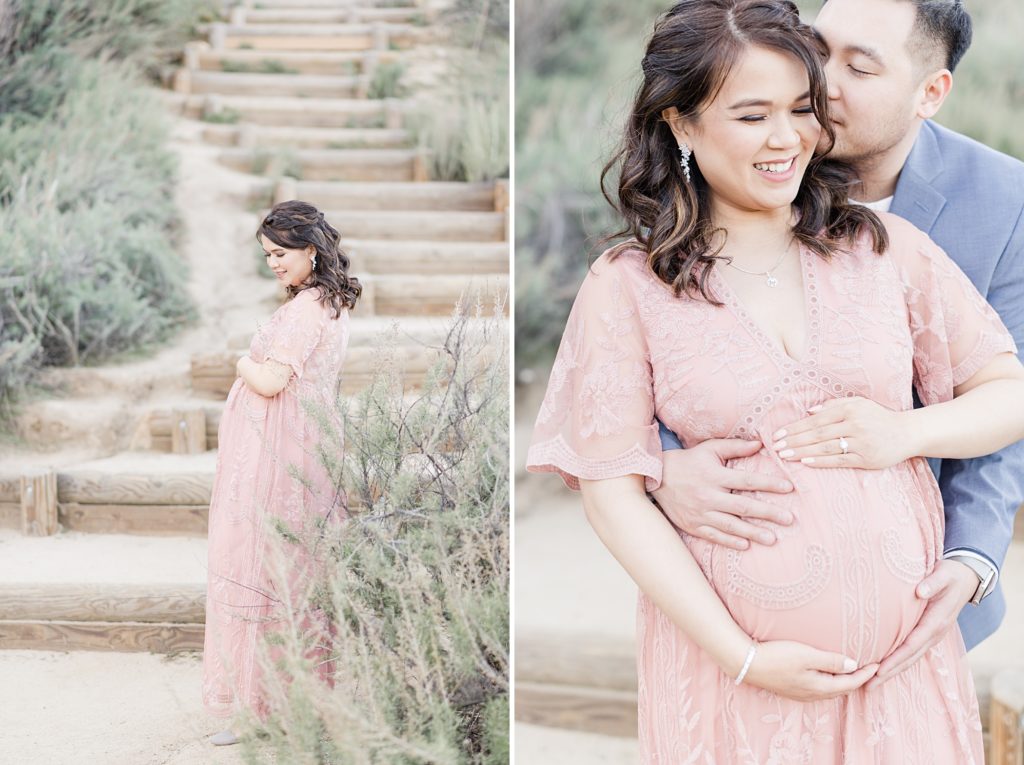 San Jose Maternity Photography Pink Lace Dress