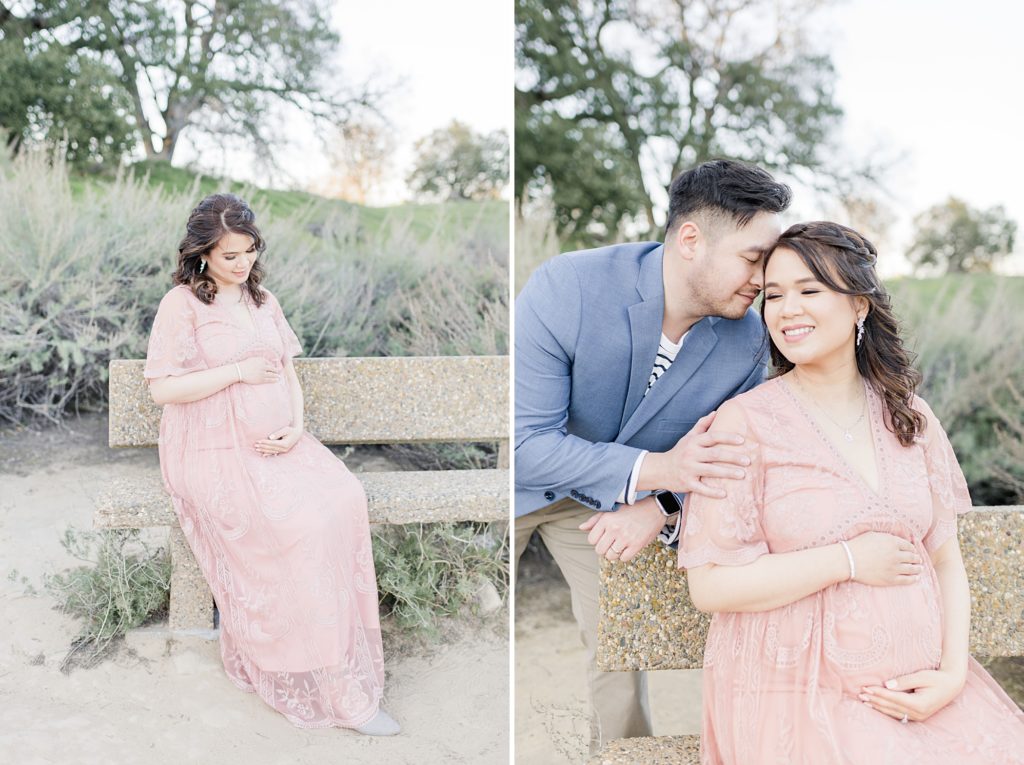 Almaden Maternity Photography Pink Lace Dress