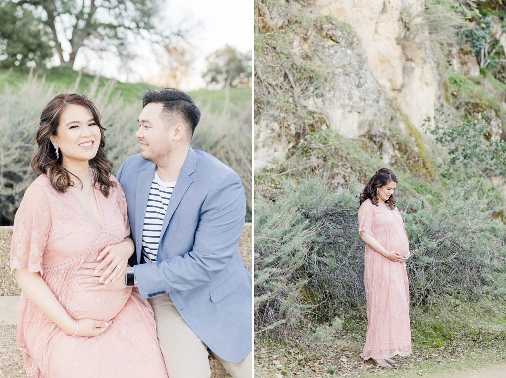 Almaden Maternity Photography Pink Lace Dress