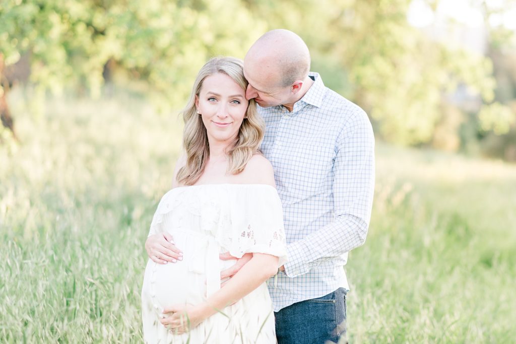 White dress Spring maternity photoshoot